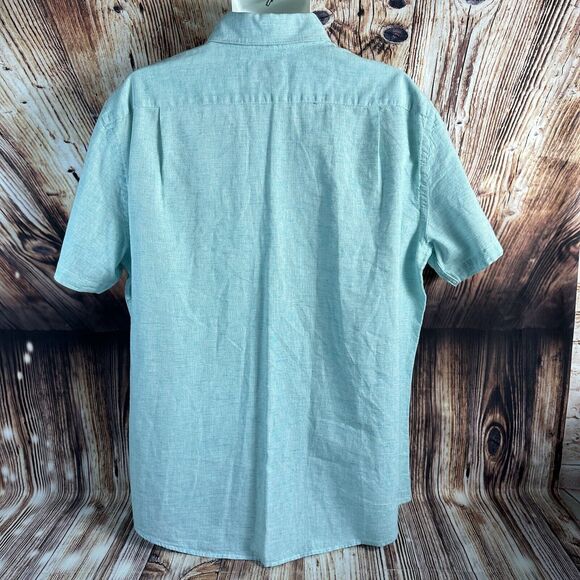 NEW Sonoma Aqua Shore Linen Blend Button Dress Shirt Size X Large Short Sleeve - Picture 2 of 9